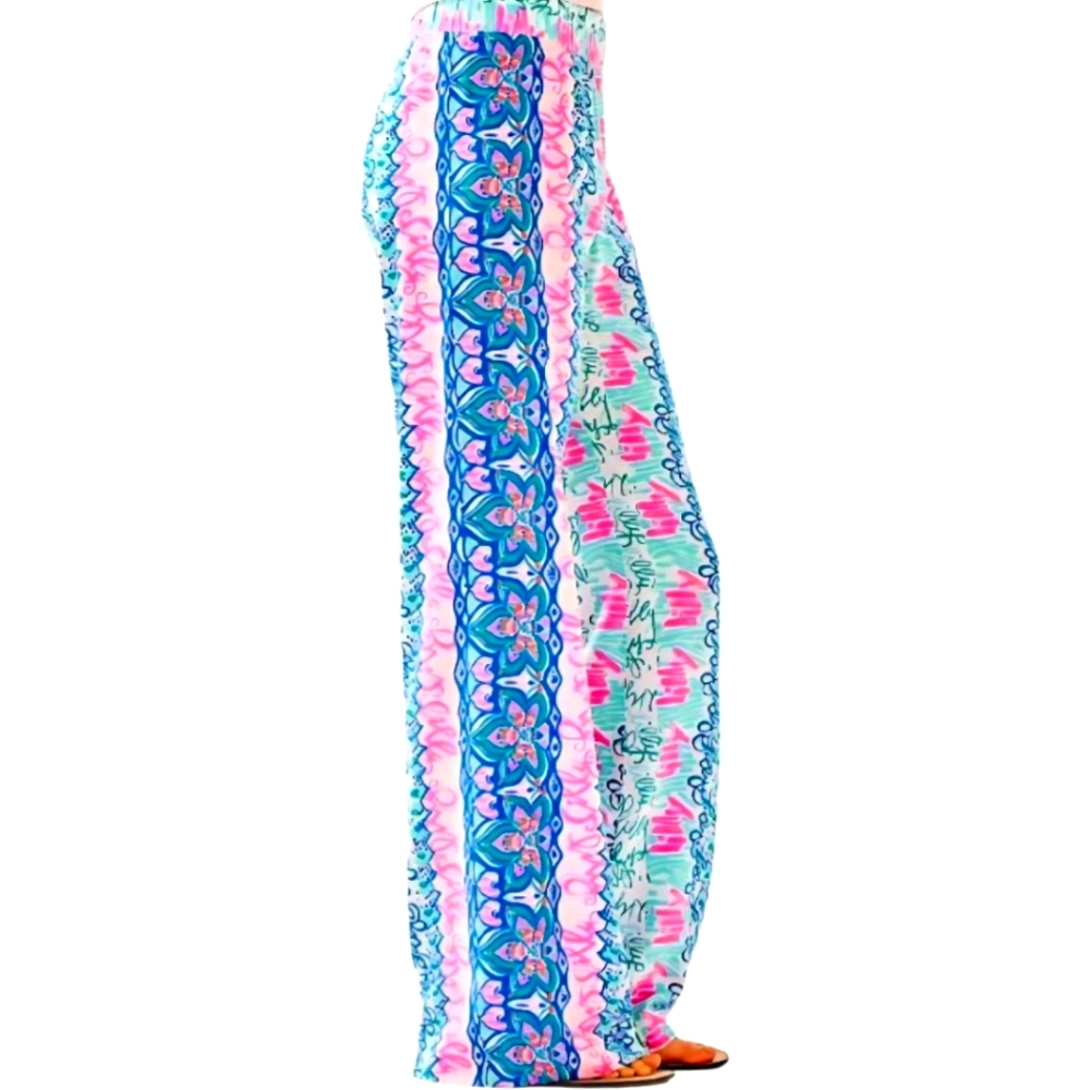 Lilly Pulitzer Bal Harbour Palazzo Pants Say My Name Print Size XL